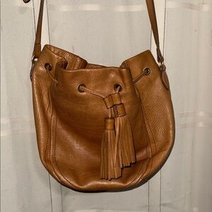 J. Crew Tan Leather Bucket Bag